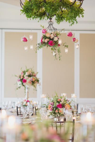 When your wedding reception looks magical... Look at how beautiful these hanging garlands add so much to the room to give you more of a garden feel, don`t just decorate your reception tables look up at the  Ceiling and add a touch of greens to a plan chandelier. Check out our garlands for your decorating ideas. Florida and Carolina Garlands turning ordinary into extraordinary! We ship all over the US